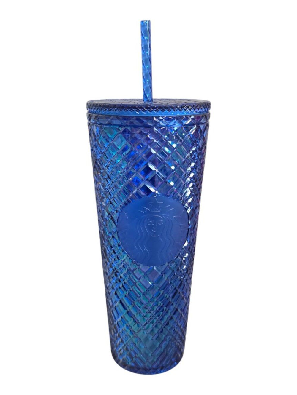 NEW w/ Tag Starbucks Iridescent Azure Blue Jeweled Venti Cold Cup 24oz Tumbler